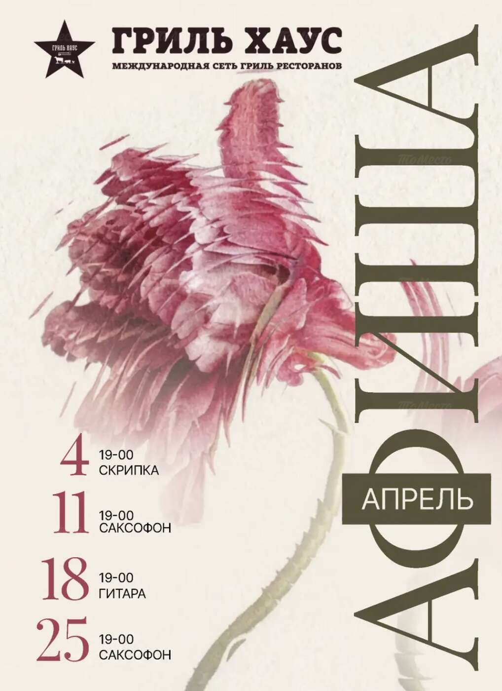 Живая музыка: скрипка, гитара, саксофон